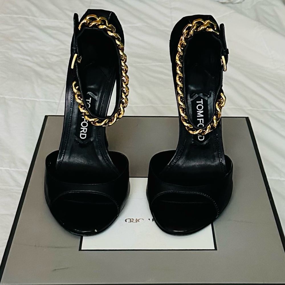 Tom Ford Black and Gold Stiletto Heels